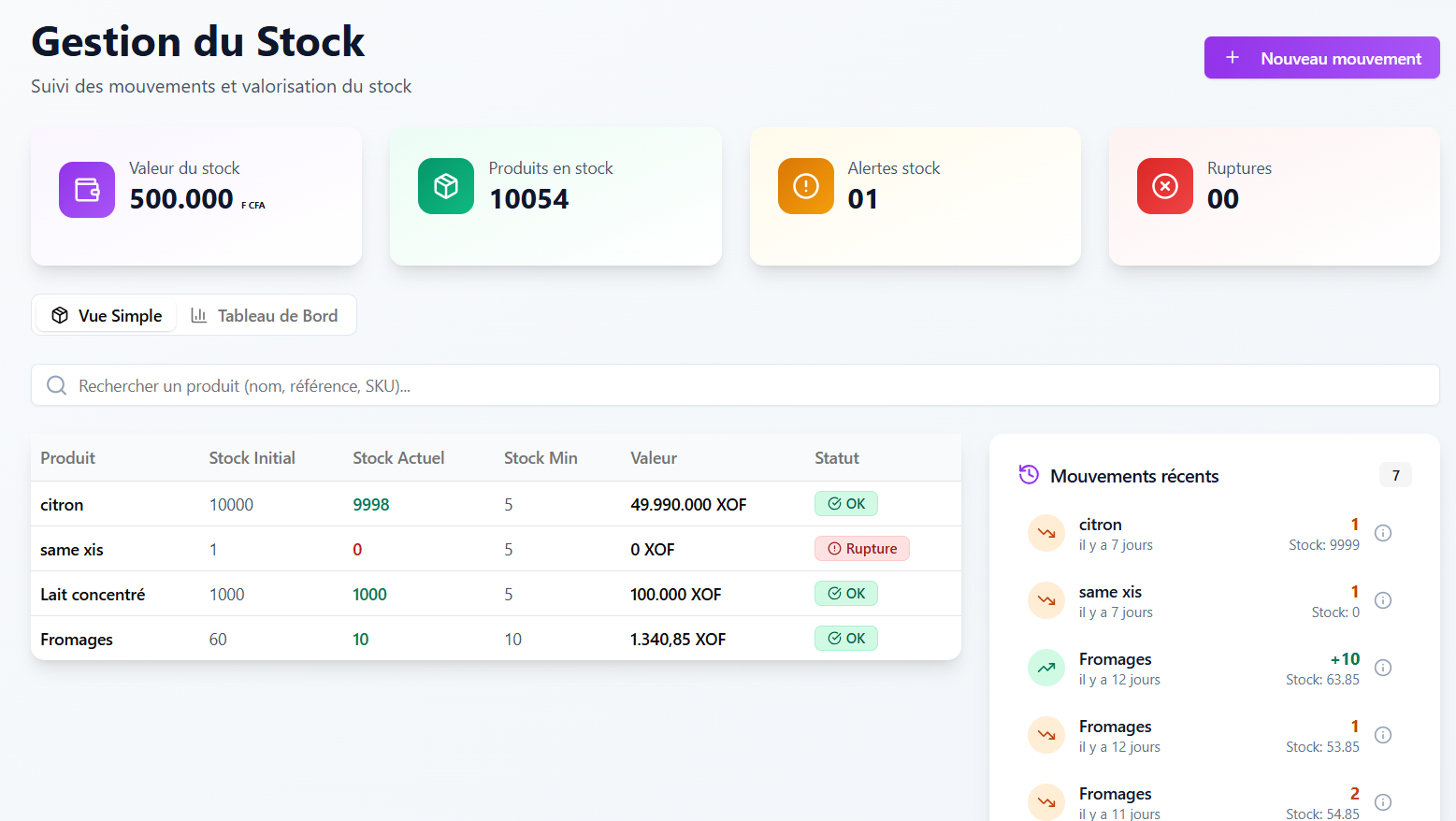 Module de gestion de stock